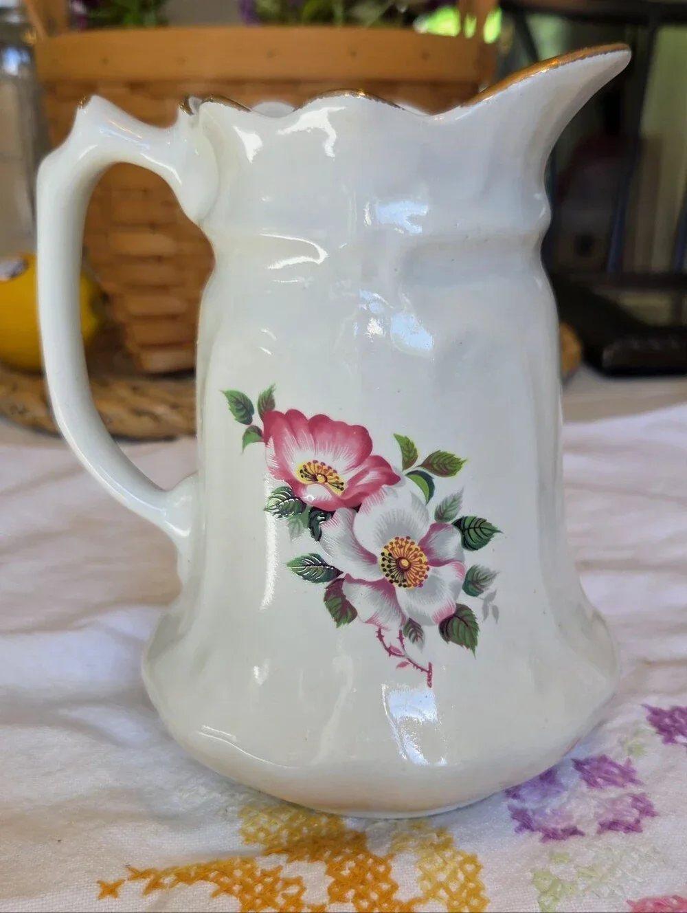 3 Pc. House of Webster Briar Rose Biscuit And Cream Set Farmhouse Granny Chic